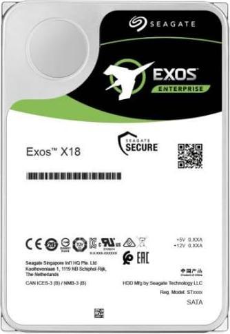 Actual product image Seagate Exos X18 10TB HDD SATA 7200RPM 256MB cache SED 512e/4Kn BLK (10 TB, 3.5", CMR)