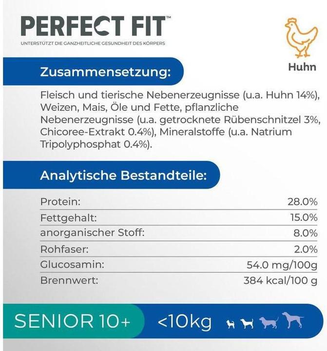 Label énergétique Perfect Fit Senior 10+ au poulet (Senior, 1 pcs, 1400 g)