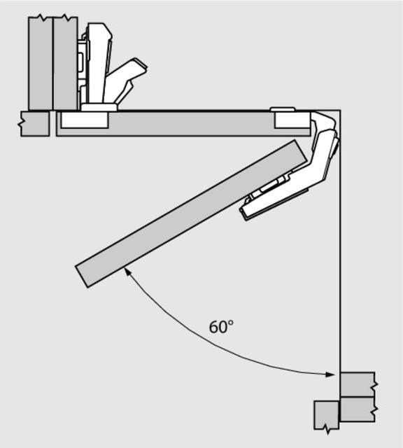 Actual product image Blum Pot hinges CLIP top corner cabinet, folding door hinge 60 °