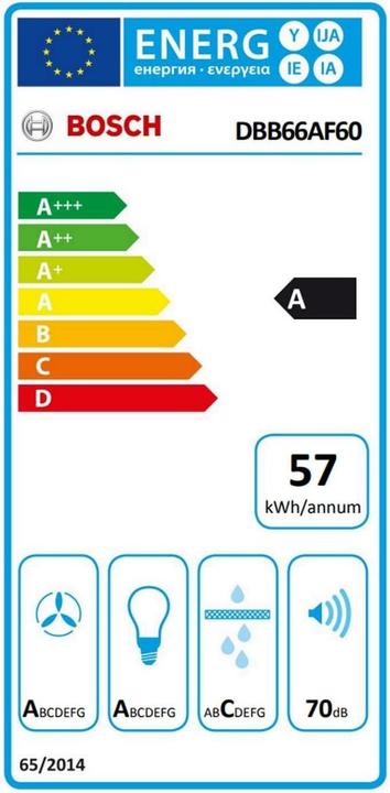Label énergétique Bosch Hausgeräte DBB66AF60 (Hotte à tiroir)