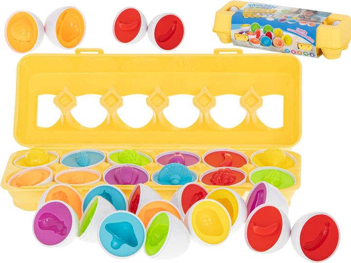 Actual product image Ikonka Learning puzzle sorter game shapes fruit eggs 12 pieces