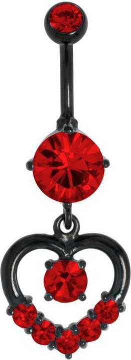 Bijouteria Bauchpiercing (Chirurgenstahl 316L, Kristall, PVD Beschichtung (schwarz))