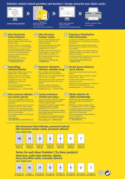 Actual product image Avery Ultra-Resistant Foil Labels