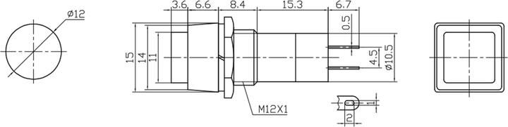 Nährwerte und Zutaten Eneroid Einbau-Druckschalter PBS-12A, quadratisch, Ein/Aus, rot