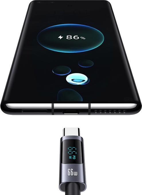 Produktbild EKO 66W USB-A auf Type-C Ladekabel 1.2m Modell Display SF mit LED-Bildschirm (1.20 m, USB 3.2 Gen 1)
