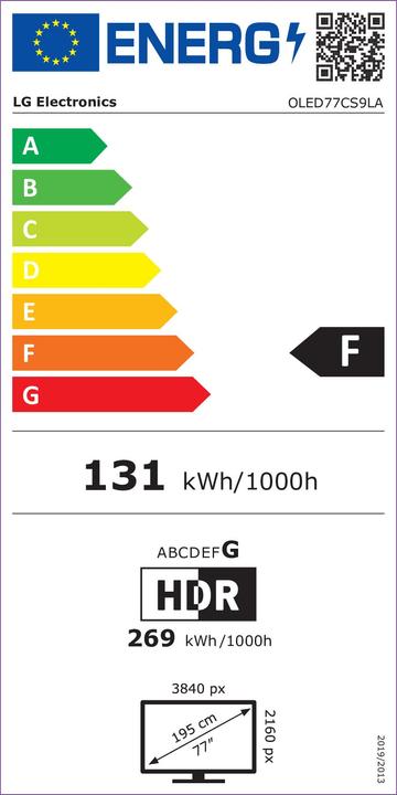 Energie-Label LG OLED77CS9LA (77", CS9, OLED, 4K, 2022)