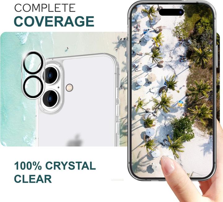 Actual product image Nalia 2x camera protection glass (2 Piece, Apple iPhone 16)