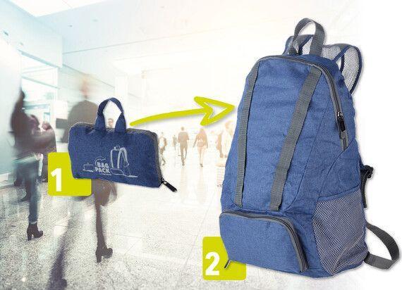 Produktbild Troika BAGPACK Rucksack faltbar, polyester, blau/grau (12 l)