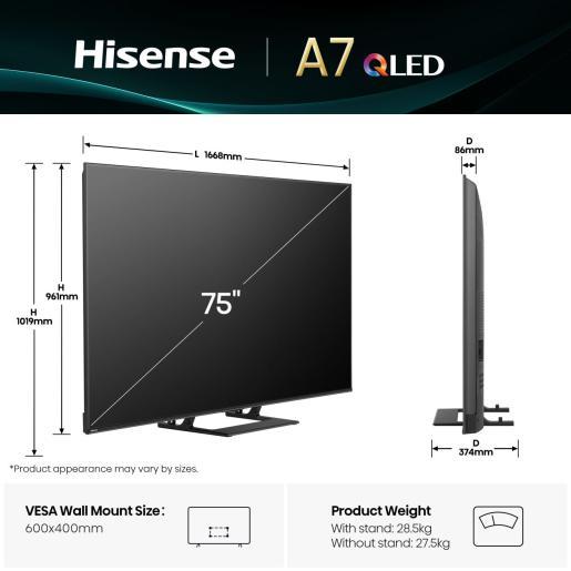 Actual product image Hisense TV 75A7Q (75", QLED, UHD, 2025)
