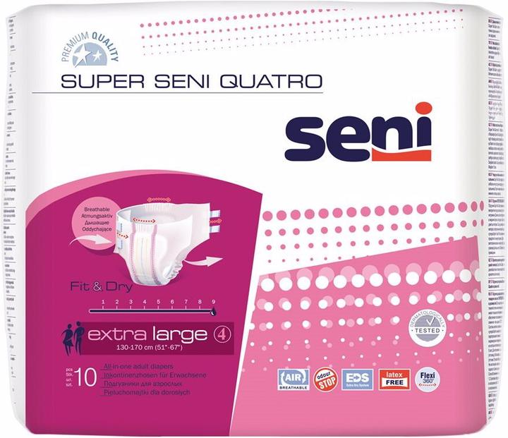 Immagine prodotto Seni Quatro Windelhosen XL atmungsaktiv Hüftumfang 130-170cm 9 Tropfen (10 x, Grande vantaggio)