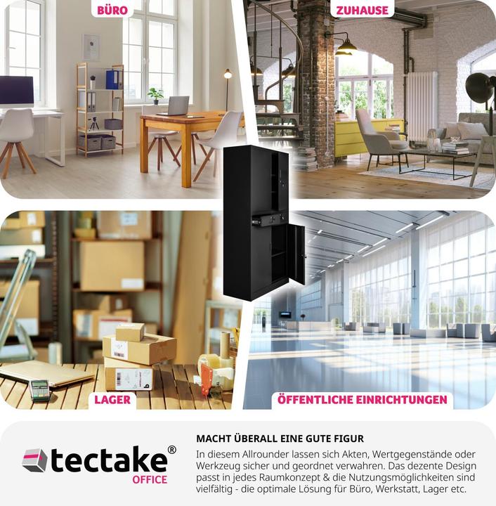 Produktbild tectake Aktenschrank (80 x 40 x 180 cm)