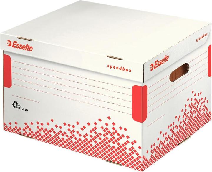 Actual product image Leitz SPEEDBOX hinged lid archive box, for files, white/red for DIN A4 format, made of 100% recycled (A4)