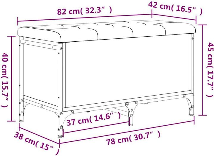 Image du produit VidaXL Banc avec espace de rangement Chêne fumé 82x42x45 cm (42 cm)