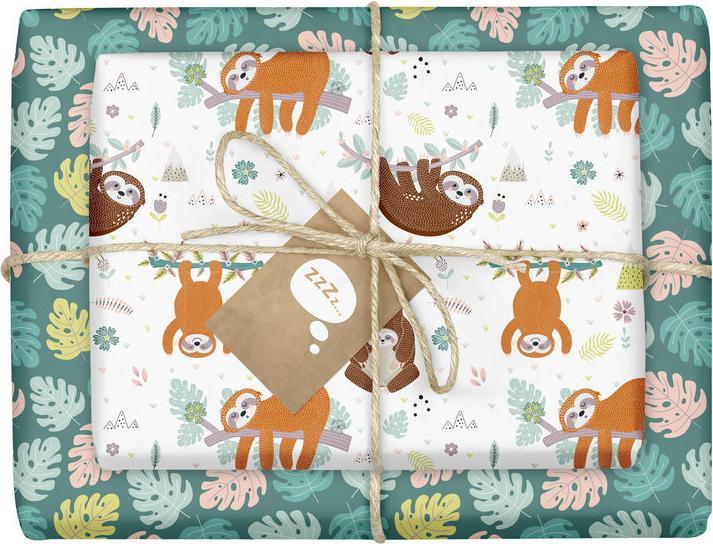 Produktbild Dabelino Geschenkpapier-Set für Kinder: Faultier (Geschenkpapier, 4 x)