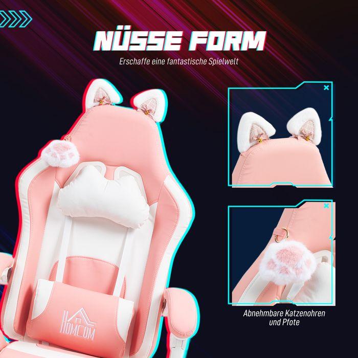 Image du produit Swisshandel24 Gaming Stuhl Ergonomischer Gamer Stuhl mit Lendenwirbelstütze, Fussstütze Rosa
