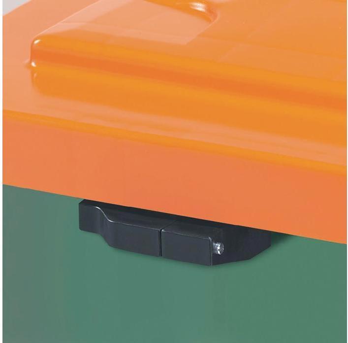 Actual product image Craemer Grit bin L945xW725xH930 mm 400 l HD-PE green/orange without removal chute