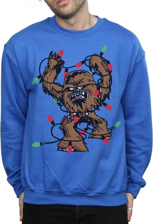 Actual product image Star Wars Mens Chewbacca Christmas Fairy Lights Sweatshirt (S)
