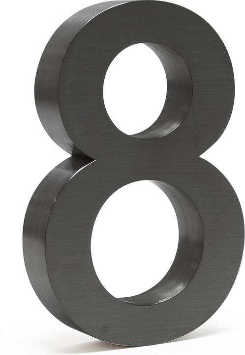 Produktbild Wiltec Hausnummer 8 Edelstahl Hausnummer modern 3D-Design rostfrei