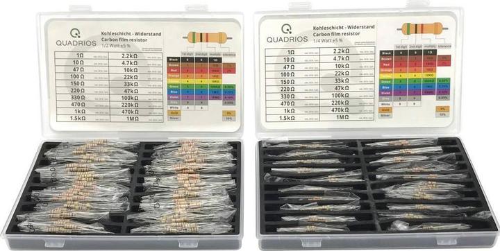 Actual product image Quadrios Carbon layer resistor set - 800 pcs. (400 pcs 0.25W / 400 pcs 0.5W)