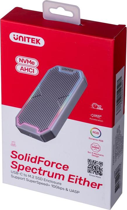 Actual product image Unitek Obudowa Dysku USB-C M.2 SSD Nvme/Sata 10gbps RGB (M.2)