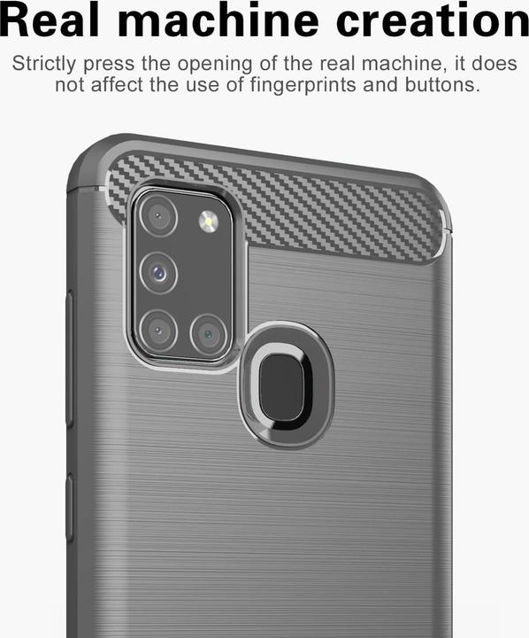 Actual product image Cadorabo TPU Ultra Slim carbon stainless steel Combi Cover (Samsung Galaxy A21s)
