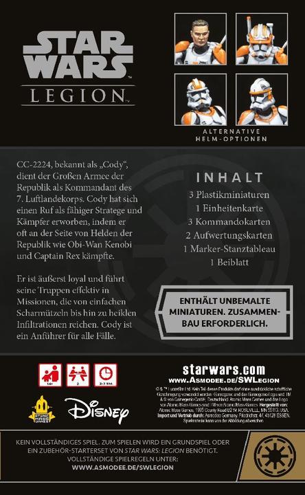 Immagine prodotto FFG Star Wars: Legion - Comandante Clone Cody, per 2 giocatori (espansione IT) (Tedesco)