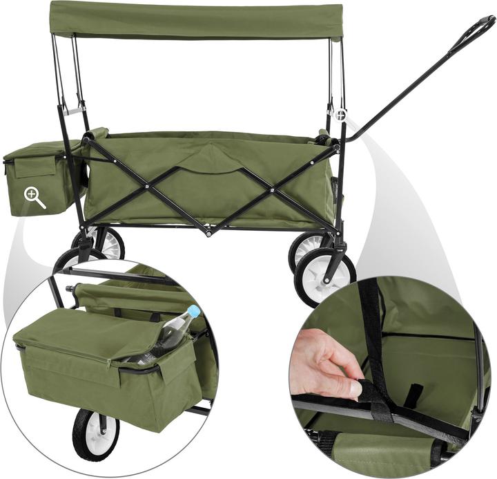 Actual product image tectake Foldable handcart with roof and carry bag