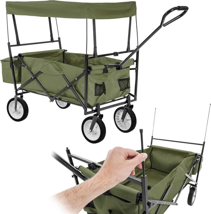 Actual product image tectake Foldable handcart with roof and carry bag