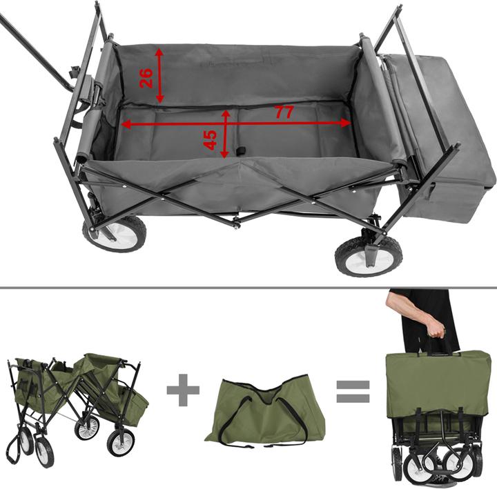 Actual product image tectake Foldable handcart with roof and carry bag