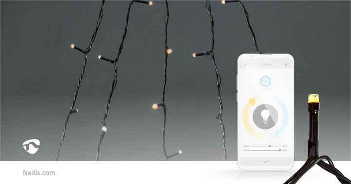 Actual product image Nedis SmartLife Decorative LED | Wi-Fi | Warm to Cool White | 200 LED's | 5 x 4 m | Android™ / IOS (White, Warm white, 2000 cm, Indoor, Outdoor)