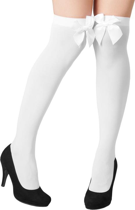 Produktbild tectake Overknee-Strümpfe mit weisser Schleife (One Size)
