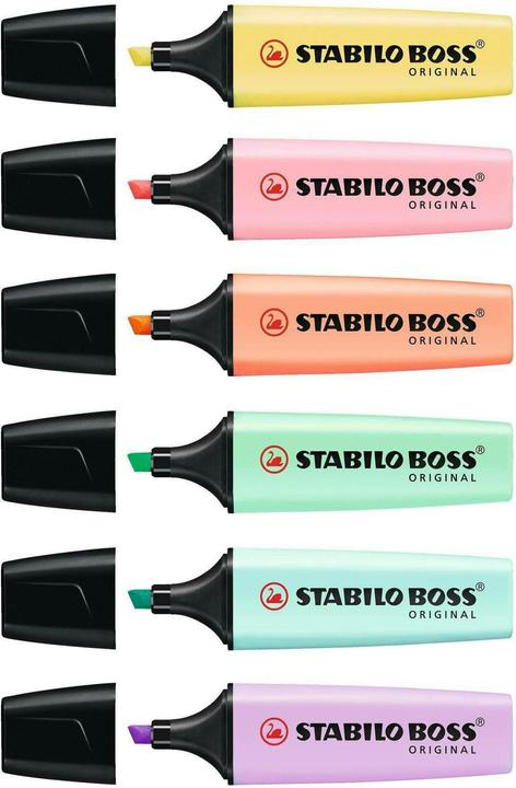 Produktbild STABILO Boss Original (Violett Pastel, Orange Pastel, Gelb Pastel, Grün Pastel, Blau Pastel, Pink Pastel, 5 mm, 6 x)