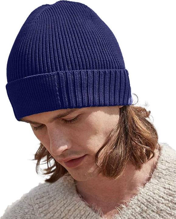 Actual product image Beechfield Unisex Adult Organic Cotton Engineered Patch Beanie