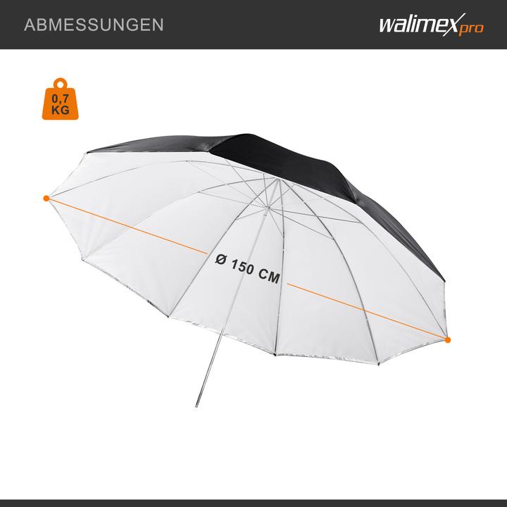 Immagine prodotto Walimex pro pro 2in1 Reflex- Ombrello a luce trasmessa (Ombrello, 150 cm)