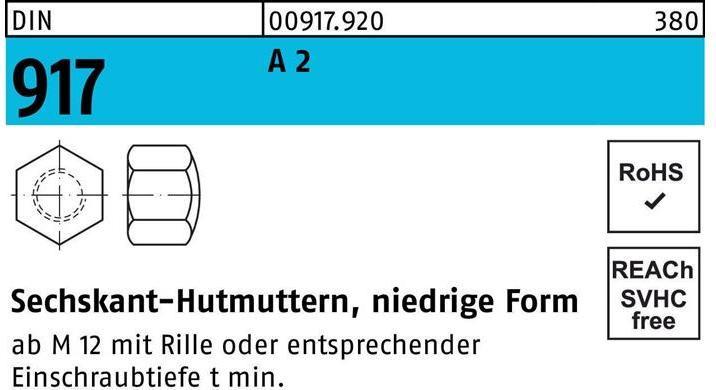 Actual product image Hexagon slotted nut DIN 917 low form M 30 A 2