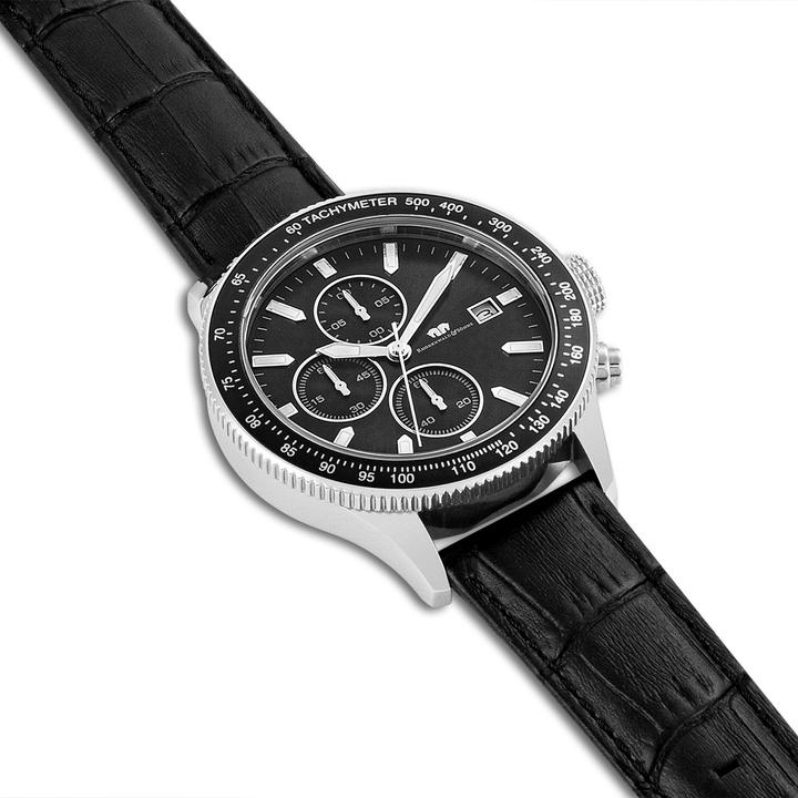 Actual product image Mens Chronograph Carthago II Genuine Leather Black - 31944 (Chronograph, 43 mm)