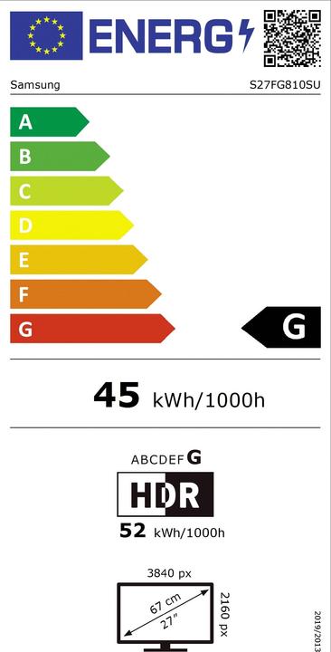 Energy Label Samsung Odyssey OLED G8 - G81SF (3840 x 2160 Pixels, 27")