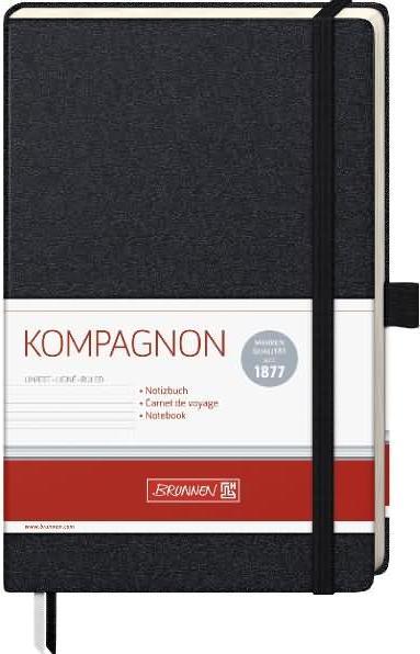 Actual product image Notebook KOMPAGNON approx. DIN A5 lined, black hardcover 192, 16 of which can be detached Se (A5, Lined, Hardcover)