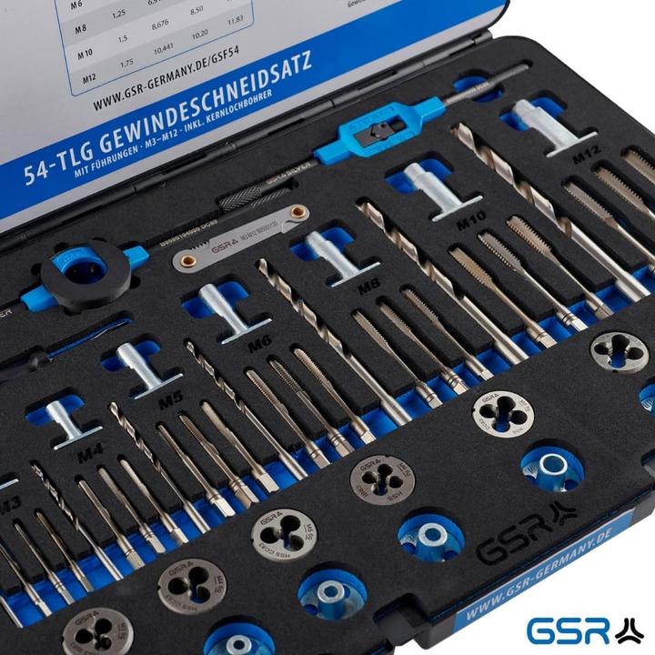 Produktbild GSR 48 tlg.HSS Gewindeschneidsortiment mit Innen-und Aussengewindeführungen M3-M12