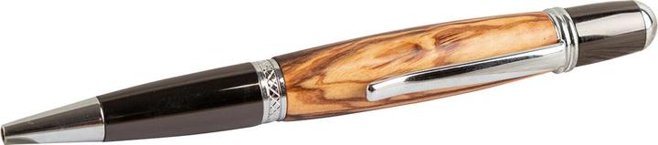 Actual product image Natura Punto Wooden Ballpoint Pen Olive with Metal Details (Black, Brown, Silver)