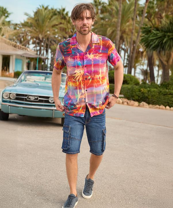 Actual product image Joe Browns Sunset Palm Tree Short Sleeve Shirt (S)