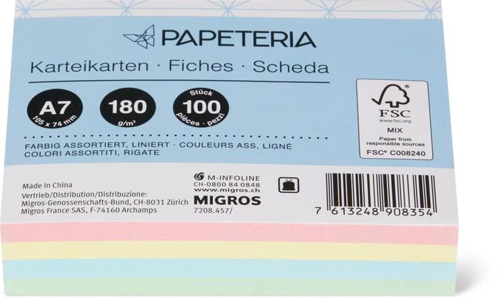 Produktbild Papeteria Karteikarten (A7, 180 g/m², 100 x)
