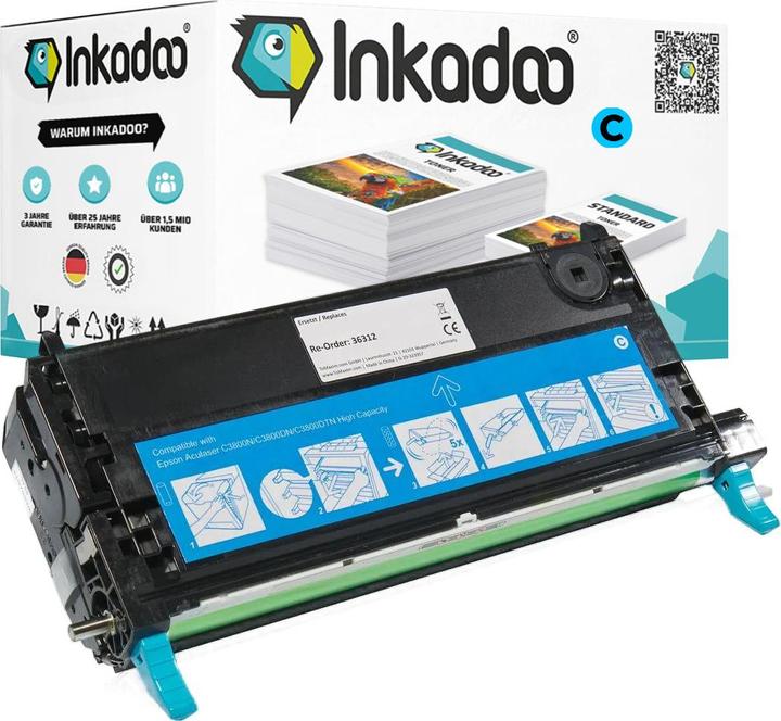 Produktbild Inkadoo Toner kompatibel zu HP CB401A / 642A Toner, cyan Cyan (C)