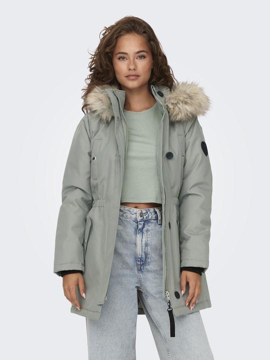 Produktbild Only Kapuze mit abnehmbarem Kunstfell-Rand Gerippte Ärmelbündchen Parka Langer Parka (XS)