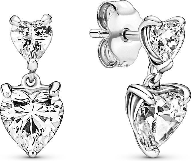 Pandora Ohrstecker Doppelherz (Sterling Silber 925)