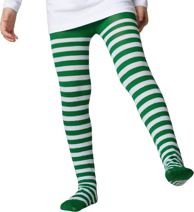 Immagine prodotto tectake Calzamaglia a righe per bambini, verde-bianco (110, 128)