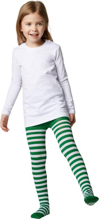 Immagine prodotto tectake Calzamaglia a righe per bambini, verde-bianco (110, 128)