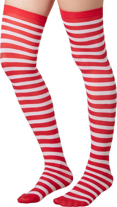 Produktbild tectake Gestreifte Overknee-Strümpfe rot-weiss (One Size)