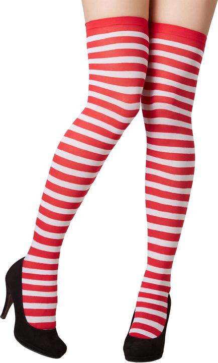 Produktbild tectake Gestreifte Overknee-Strümpfe rot-weiss (One Size)