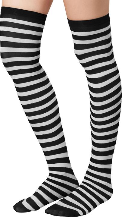 Produktbild tectake Gestreifte Overknee-Strümpfe schwarz-weiss (One Size)